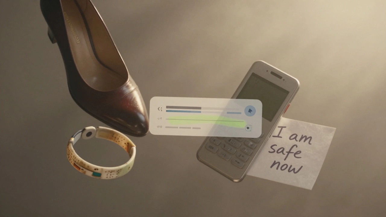 Symbolic objects—shoe, bracelet, recorder, note—floating in soft light, representing healing.